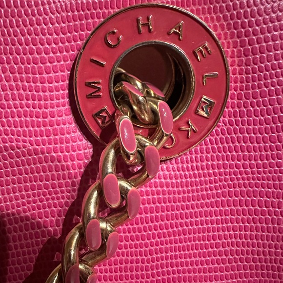 Vintage Michael Kors evening bag fuchsia handbag mini small clutch gold chain - Picture 8 of 9